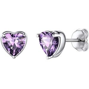 Heart Birthstone Sterling Silver Earrings